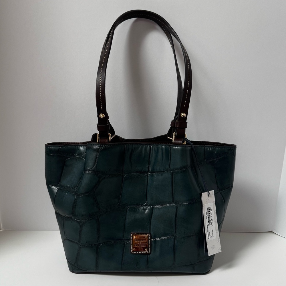 Dooney & Bourke Deep Teal Croc-Embossed Tote NWT